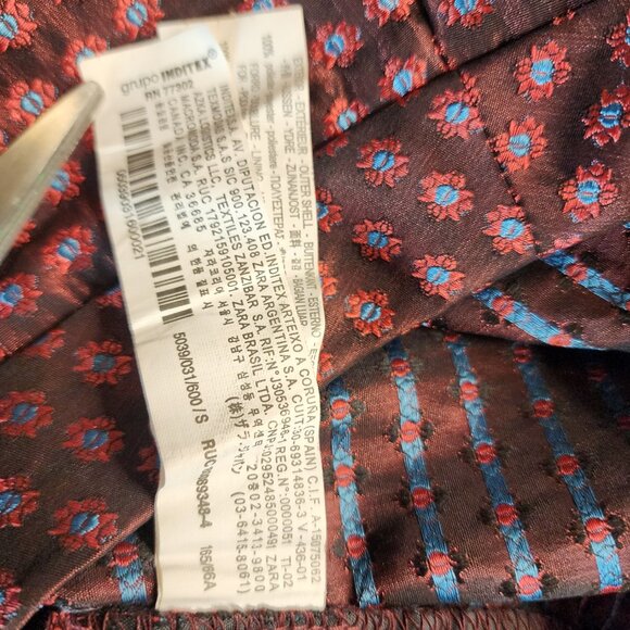 Zara Basic Pants Pleat Women Flower Size Small Maroon Side Stripe Women - Picture 3 of 10